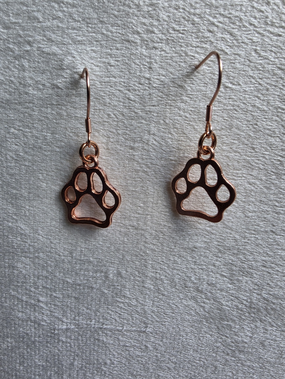 Rose Gold Paw Print Drop Earrings for Women